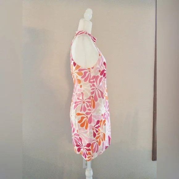 NEW Anthropologie Hutch Jones Halter Mini Dress Floral Orange Retro 70s Pink - Picture 9 of 10